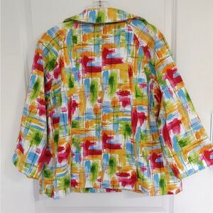 Appraisal Pink Blue Jacket Button Front Multi Bright Colors Cotton M‎
